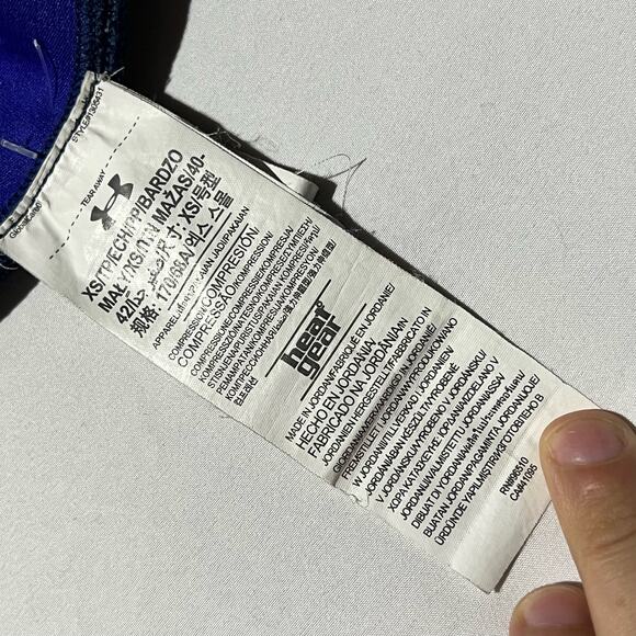 Under Armour Blue Geometric Print Compression Athletic Leggings XS Workout - Picture 6 of 13